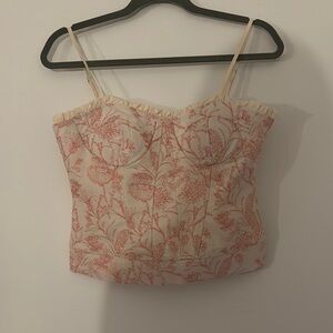 Floral Women’s Victorian print corset top in pink  
and white - Small / UK 6